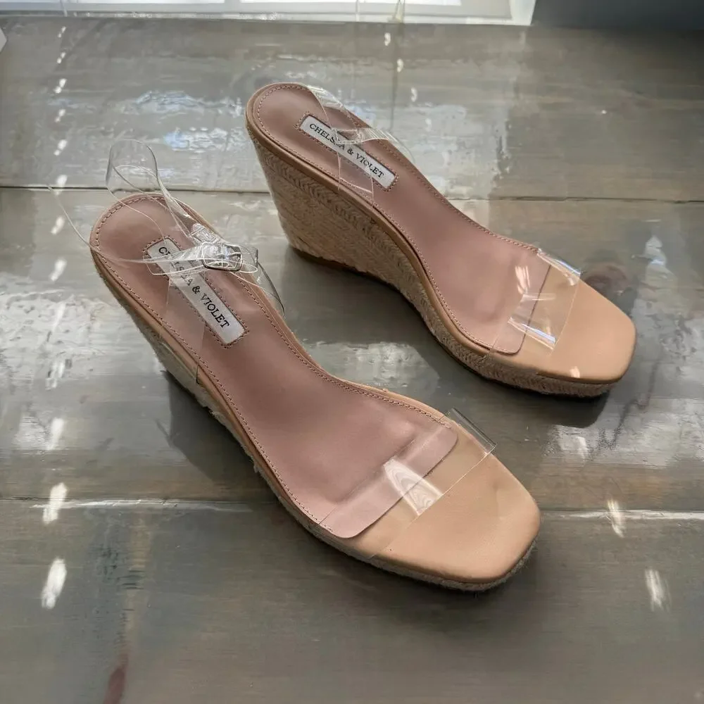 Chelsea & Violet Melne Wedge Espadrilles Heels Sz 9.5